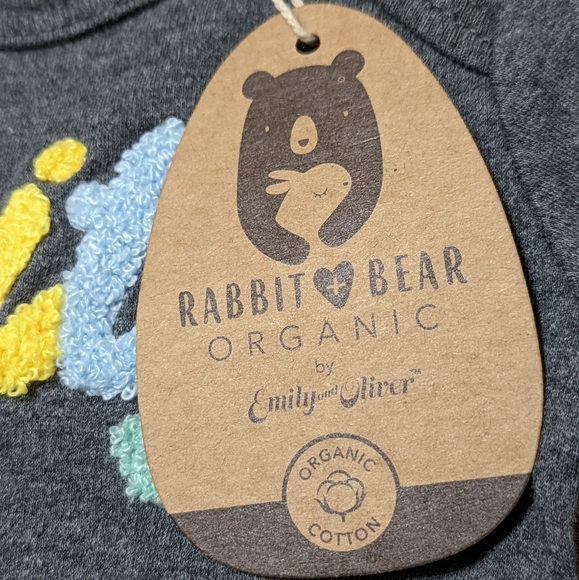 NWT Rabbit+Bear Infant "Unity" Onesie Organic Cotton Embroidered 3-6 mths Unisex - Picture 5 of 5
